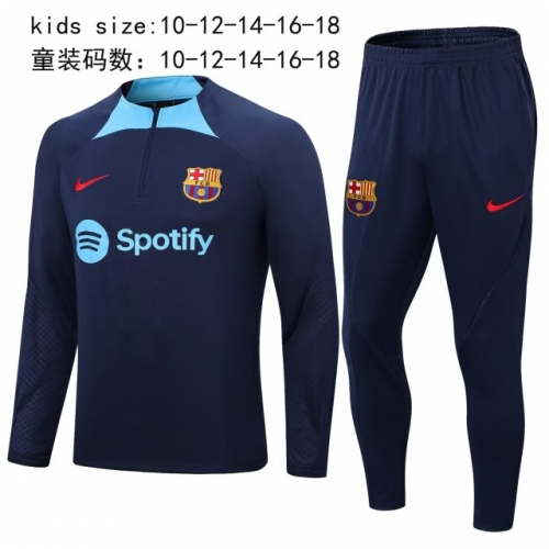 Kids 2022/23 Barcelona CaiBlue Kids/Youth Soccer Tracksuit Uniform-411