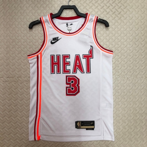 2023 Season Retro Version NBA Miami Heat White #3 Jersey-311