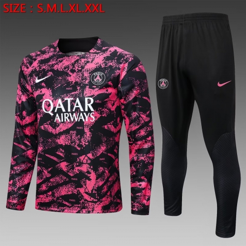 2022-23 Paris SG Pink & Black Thailand SoccerTracksuit Uniform-815
