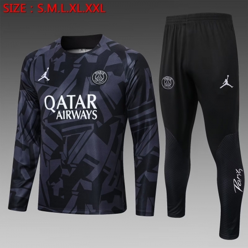 2022-23 Paris SG Black & Gray Thailand SoccerTracksuit Uniform-815/38