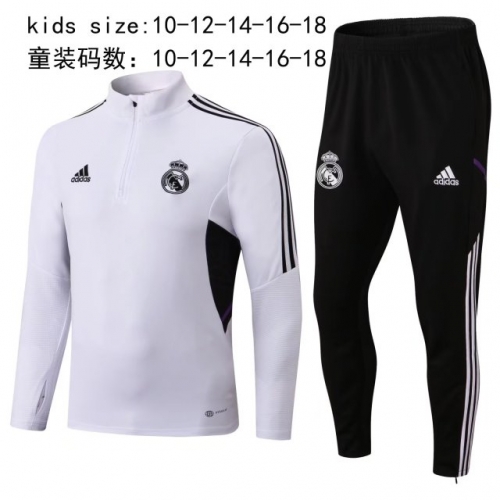 2022/23 Real Madrid White Kids/Youth Soccer Tracksuit Uniform-411