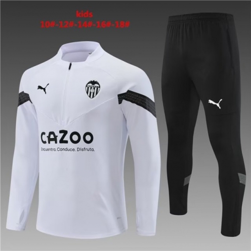 2022/23 Valencia CF White Kids/Youth Soccer Tracksuit Uniform-801