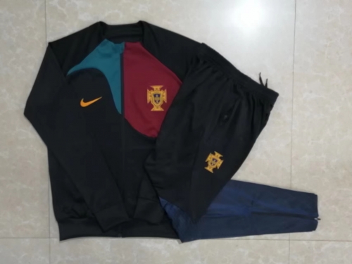 2022-23 Portugal Black Thailand Soccer Jacket Uniform-815