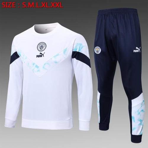 2022/23 Manchester City White Thailand Tracksuit Uniform-PO