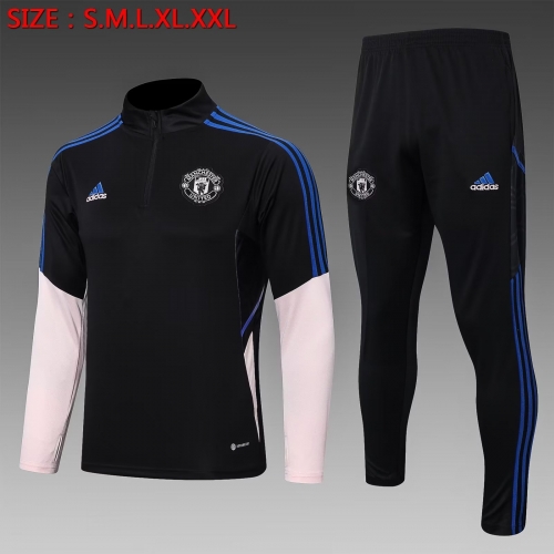 2022/23 Manchester United Black Thailand Soccer Tracksuit Uniform-815