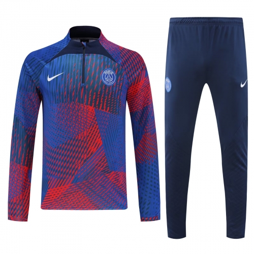 2022-23 Paris SG Red & Blue Thailand SoccerTracksuit Uniform-PO