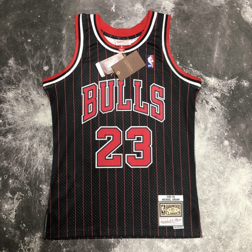 96 Season SW Hot Press Chicago Bull NBA Black #23 Jersey-311
