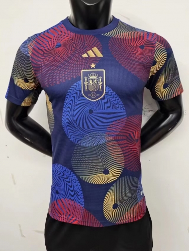 Player Version 2022-23 Spain Blue & Red Training Thailand Soccer Jersey AAA-MY