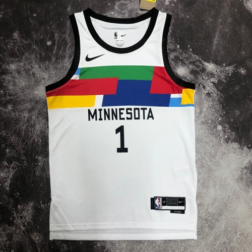 2023 Season City Version NBA Minnesota Timberwolves White #1 Jersey-311