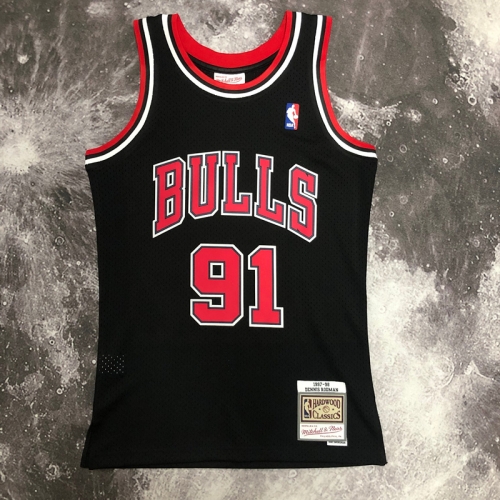 SW Hot Press 98 Retro Chicago Bull NBA Black #91 Jersey-311