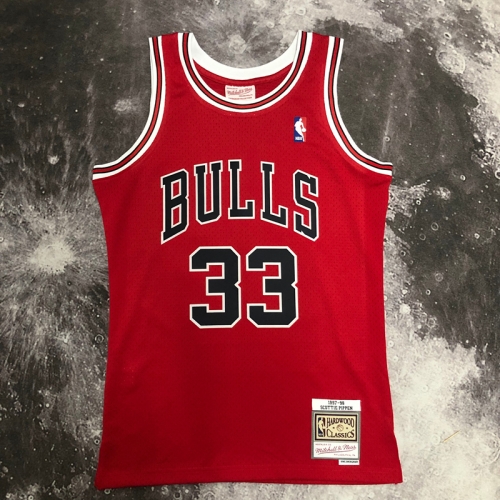 SW Hot Press 98 Retro Chicago Bull NBA Red #33 Jersey-311