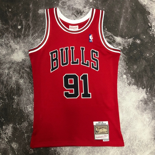 SW Hot Press 98 Retro Chicago Bull NBA Red #91 Jersey-311
