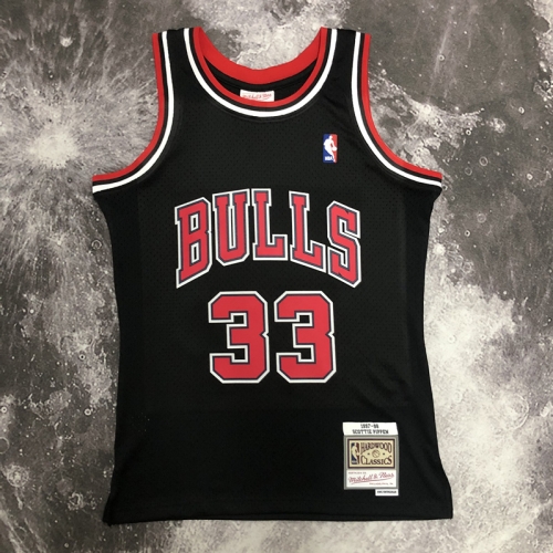 SW Hot Press 98 Retro Chicago Bull NBA Black #33 Jersey-311