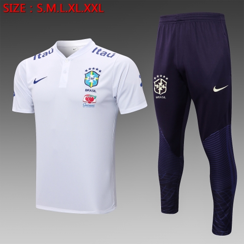 2022/23 Brazil White Thailand Polo Uniform-815