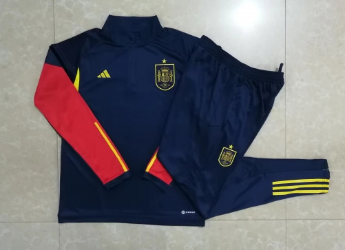 2022/23 Spain Royal Blue Thailand Soccer Tracksuit Uniform-815