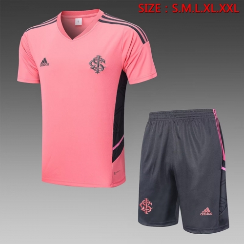 2022/23 Brazil SC Internacional Pink Shorts-Sleeve Thailand Tracksuit Uniform-815