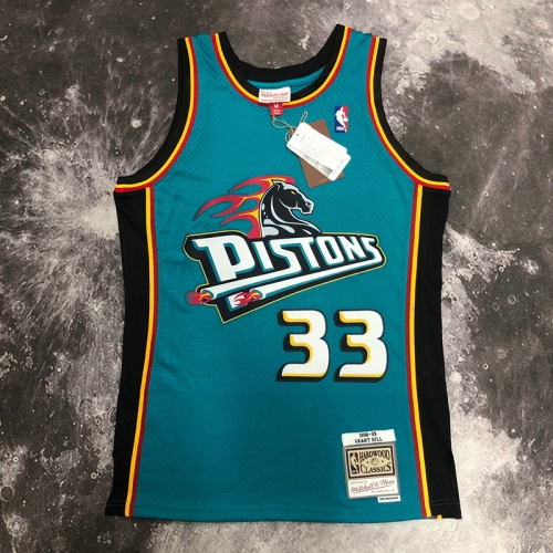 Hot Press Retro Version SW 98 Season NBA Detroit Pistons Green #33 Jersey-311