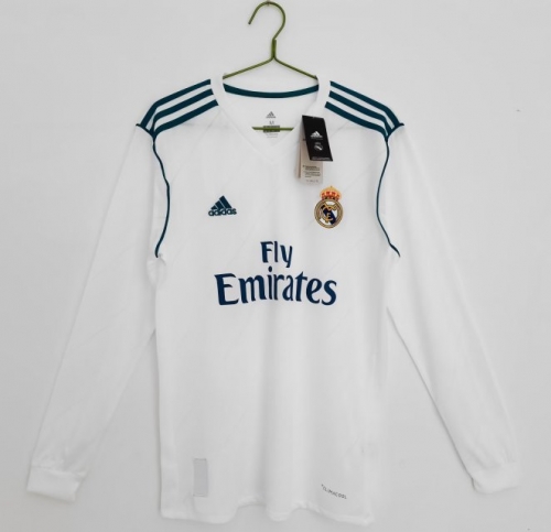 2017 Retro Version Real Madrid Home White LS Thailand Soccer Jersey AAA-710/311/601