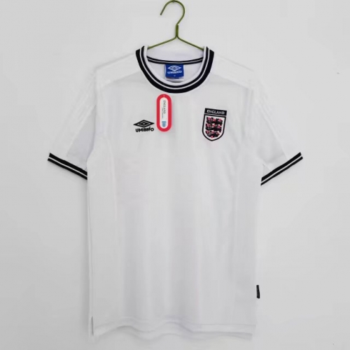 1999-01 Retro Verison England Home White Thailand Soccer Jersey AAA-710/811