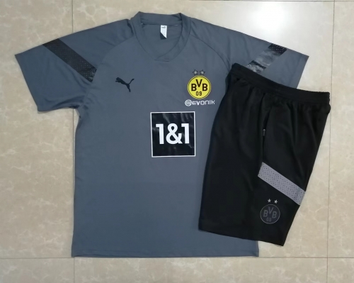 2022/23 Borussia Dortmund Gray Shorts-Sleeve Thailand Soccer Uniform-815