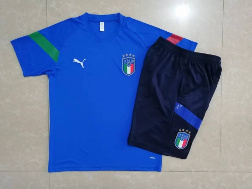 2022/23 Italy Blue Shorts-Sleeve Thailand Soccer Uniform-815