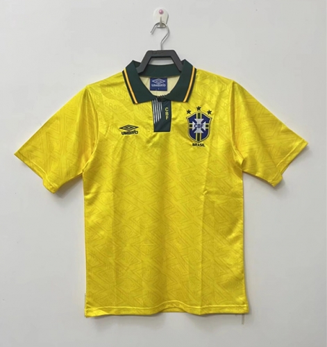 91-93 Retro Version  Brazil Yellow Soccer Thailand Jersey AAA-710/811/503