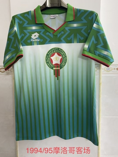 1994-1995 Retro Version Morocco Away White & Green Thailand Soccer Jersey AAA-2041