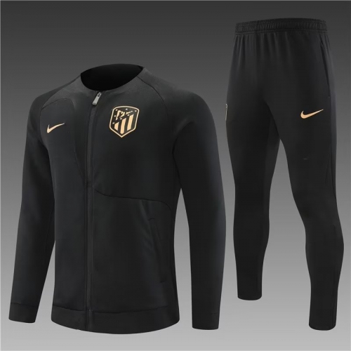 Adult 2022/23 Atletico Madrid Black Thailand Soccer Tracksuit Uniform-801