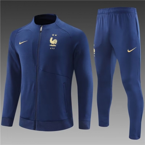 Adult 2021/2022 France Royal Blue Thailand Soccer Jacket Uniform-801