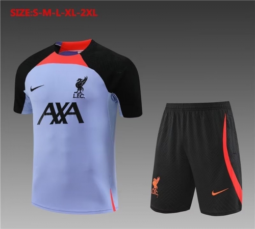 2022/23 Liverpool Purple Shorts-Sleeve Soccer Tracksuit Uniform-801