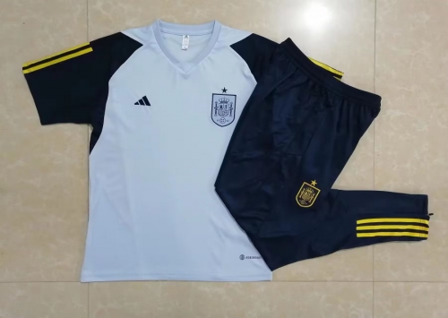 2022/23 Spain Light Blue Shorts-Sleeve Thailand Tracksuit Uniform-815