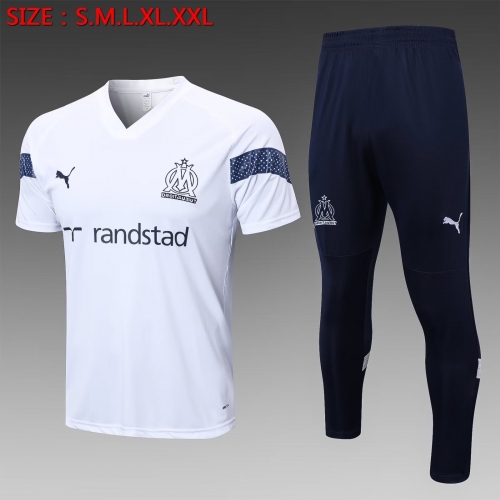 2022/23 Olympique Marseille White Short-Sleeve Thailand Soccer Tracksuit Uniform-815