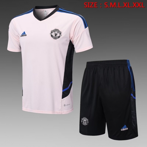 2022/23 Manchester United Pink Shorts-Sleeve Thailand Soccer Uniform-815/418