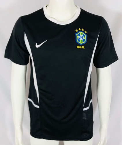 02 Retro Version Brazil goalkeeper Black Soccer Thailand Jersey AAA-503