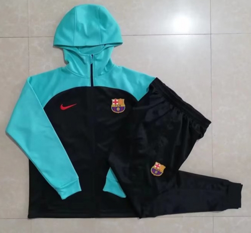 2022/23 Barcelona Black & Blue Thailand Soccer Jacket Unifrom With Hat-815