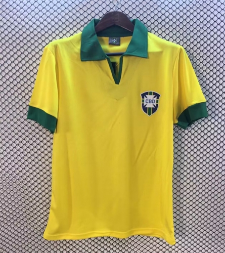 62 Wrold Cup Champion Retro Version Brazil Home Yellow Soccer Thailand Jersey AAA-905