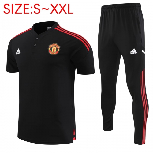 2022/23 Manchester United Black Thailand Polo Uniform-PO