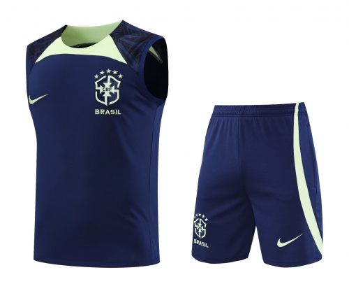 2022/23 Brazil Royal Blue Thailand Soccer Training Vest Uniform-418