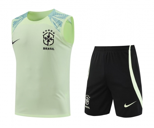 2022/23  Brazil Light Green Thailand Soccer Training Vest Uniform-418