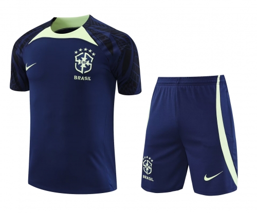 2022/23 Brazil Royal Blue Thailand Soccer Training Jerseys Uniform-418