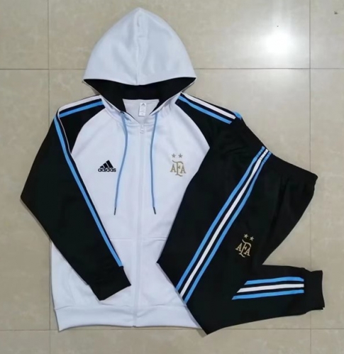 2022/23 Argentina White Soccer Jacket Uniform With Hat-815