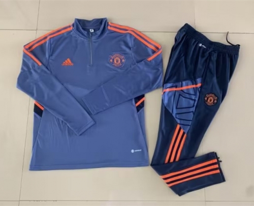 2022/23 Manchester United Light Gray Kids/Youth Thailand Tracksuit Uniform-GDP