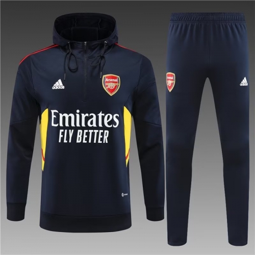 2022-23 Arsenal Royal Blue Soccer Tracksuit Uniform With Hat-801