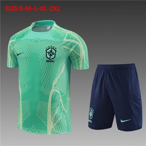 2022/23 Brazil Green Short-Sleeve Thailand Soccer Tracksuit Uniform-801