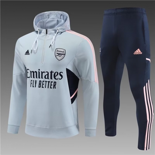 2022-23 Arsenal Gray Soccer Tracksuit Uniform With Hat-801