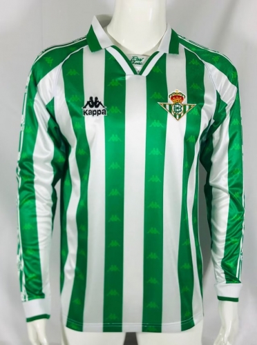 95-97 Retro Version Real Betis Home White and Green LS Thailand Soccer Jersey AAA-503