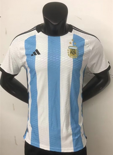 3 Star Player Version 2022 World Cup Argentina White & Blue Thailand Soccer Jersey AAA-703/MY