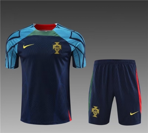 2022-23 Portugal Royal Blue Shorts-sleeve Thailand Soccer Tracksuit Uniform-801/PO