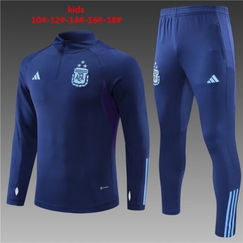 3 Star 2022/23 Argentina Royal Blue Youth/Kids Thailand Soccer Tracksuit Uniform-801/411