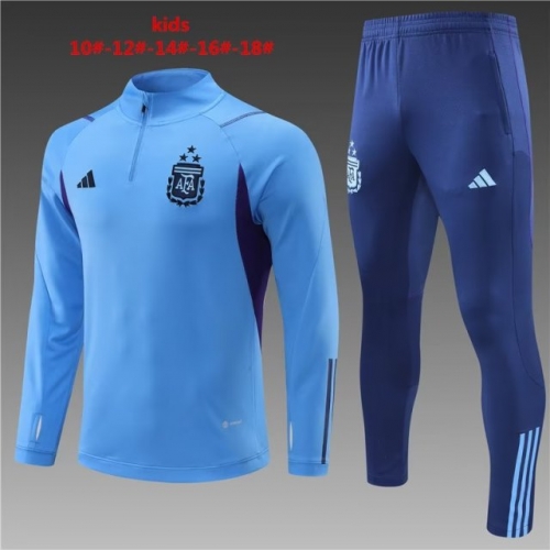 3 Star 2022/23 Argentina Light Blue Youth/Kids Thailand Soccer Tracksuit Uniform-801